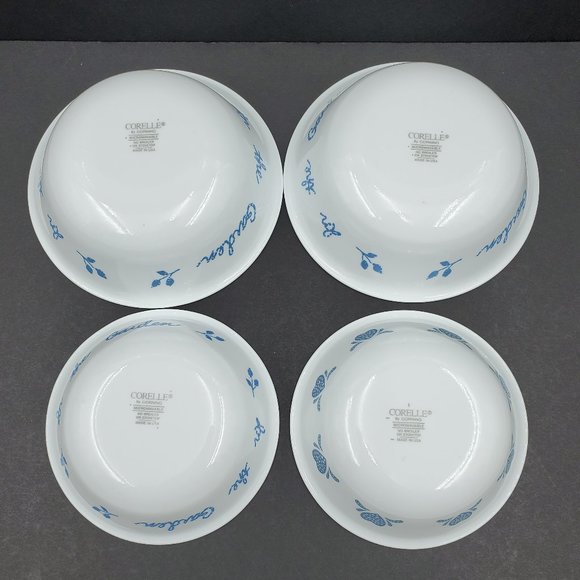 Corelle In the Garden Soup Cereal Berry Bowls Blue Hearts Stencil Dessert Bowl - Picture 4 of 6